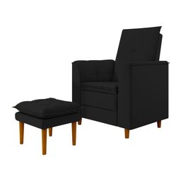 Poltrona Amamentação Confortável com Puff Lia Veludo Preto - 3 Poltrona Amamentação Confortável com Puff Lia Veludo Preto - 3