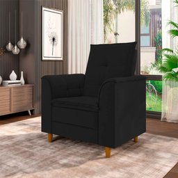 Poltrona Amamentação Confortável com Puff Lia Veludo Preto - 8 Poltrona Amamentação Confortável com Puff Lia Veludo Preto - 8