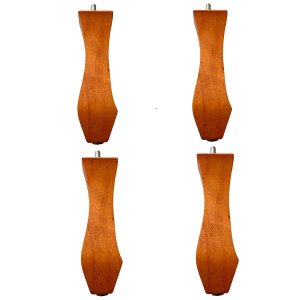 Kit 4 Pés Retrô 18cm Madeira Castanho Puff Poltrona Recamier Sofá Divã