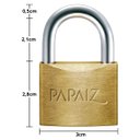 Ver imagem 2 de Cadeado Pequeno 30mm Haste Curta Latão Maciço Dourado com Chave | Papaiz | Kit 02 Un