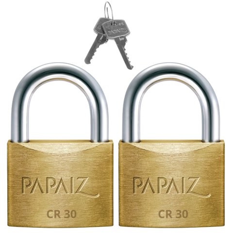 Cadeado Pequeno 30mm Haste Curta Latão Maciço Dourado com Chave | Papaiz | Kit 02 Un