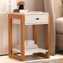 Ver imagem 1 de Mesa de Cabeceira 1 Gaveta e Prateleira Laterais de Madeira 1661 Lh Móveis Pérola