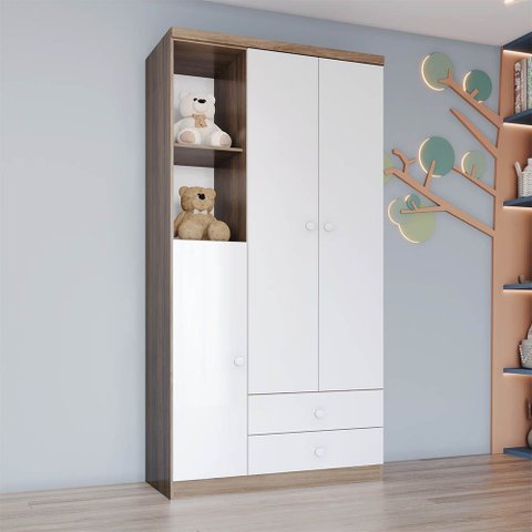 Guarda Roupa Quarto Infantil 91cm 3 Portas 2 Gavetas Teddy H02 - D'Rossi