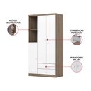 Ver imagem 3 de Guarda Roupa Quarto Infantil 91cm 3 Portas 2 Gavetas Teddy H02 - D'Rossi