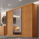 Ver imagem 4 de Guarda Roupa Casal Sonetto Plus 3 Portas com Espelho 8 Gavetas Cinamomo - Novo Horizonte
