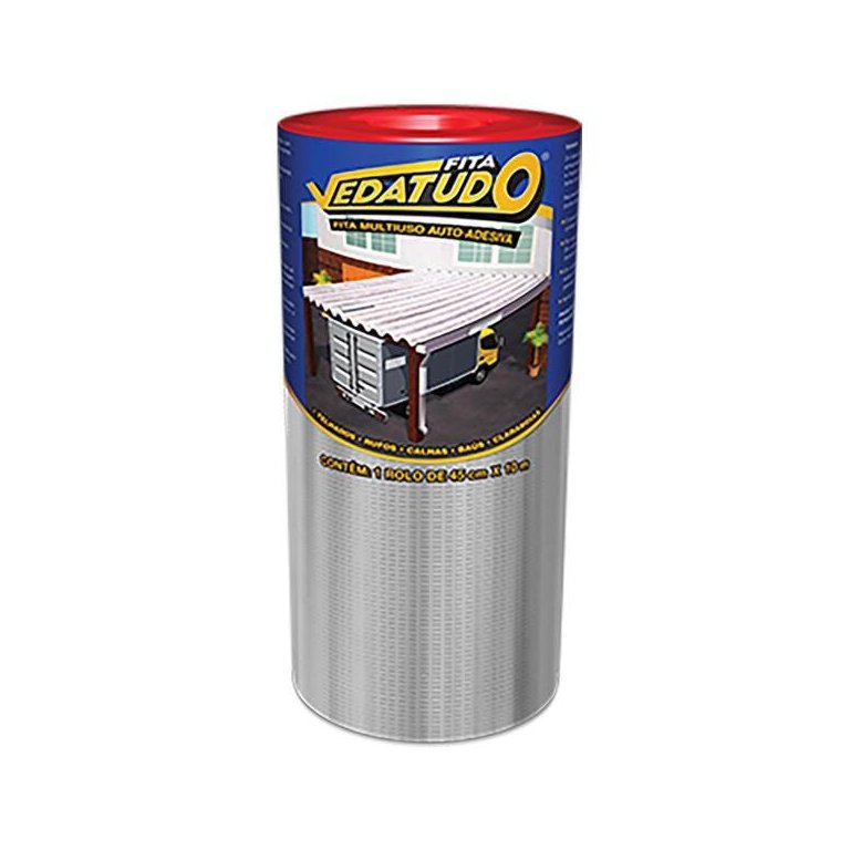 Manta Asfáltica Adesiva Aluminizada - 45Cm X 10M - Vedatudo