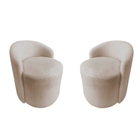 Kit 2 Poltronas Decorativa Yara Orgânica Veludo Bege