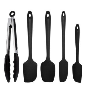 Kit Utensílios de Cozinha Silicone Profissional Preto
