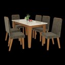 Ver imagem 2 de Conjunto de Mesa Sala de Jantar com 6 Cadeiras Roma Marrom/Freijo Off White/Tec Capuccino