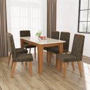 Ver imagem 1 de Conjunto de Mesa Sala de Jantar com 6 Cadeiras Roma Marrom/Freijo Off White/Tec Capuccino