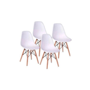 Ver imagem 6 de Mesa Industrial Base Ferro Branco em V Tampo 90x90 Canela 4 Cadeiras Eames Madeira Assento Branco