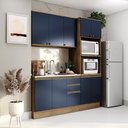 Ver imagem 1 de Cozinha Compacta Celeste Kappesberg 100% Mdf Nogueira/azul 190cm