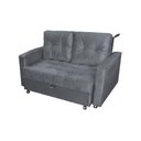 Ver imagem 1 de Sofá Cama Casal Reclinável Drika - Veludo Chumbo