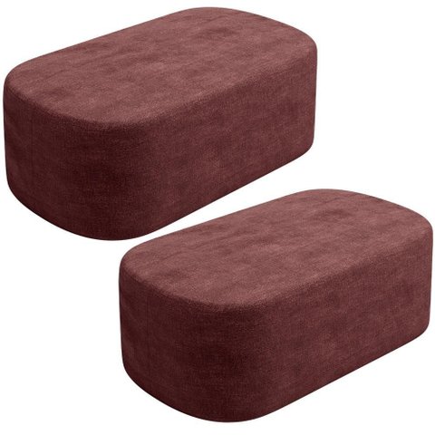 Kit 02 Puffs Decorativo Orgânico para Living Quarto 100cm Doha W01 Linho Bordô - Lyam Decor