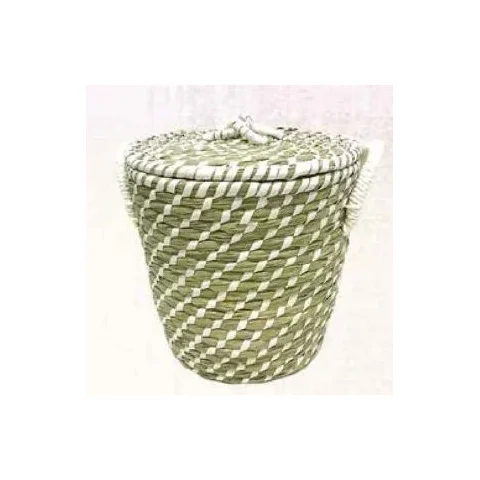 Cesto de Seagrass Branco com Tampa