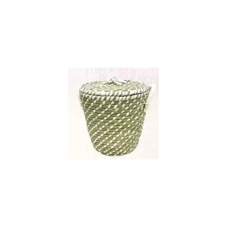 Cesto de Seagrass Branco com Tampa