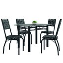Ver imagem 1 de Conjunto Sala de Jantar Mesa Tampo Granito 1,20m com 4 Cadeiras Diana Preto / Mosaico Artefamol