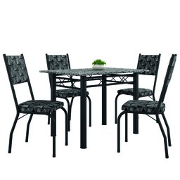 Conjunto Sala de Jantar Mesa Tampo Granito 1,20m com 4 Cadeiras Diana Preto / Mosaico Artefamol - 1