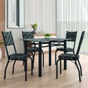 Ver imagem 2 de Conjunto Sala de Jantar Mesa Tampo Granito 1,20m com 4 Cadeiras Diana Preto / Mosaico Artefamol