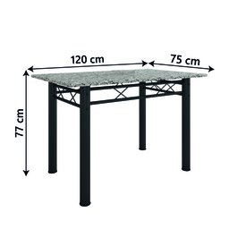 Conjunto Sala de Jantar Mesa Tampo Granito 1,20m com 4 Cadeiras Diana Preto / Mosaico Artefamol - 3