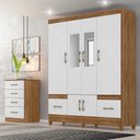 Ver imagem 1 de Kit Guarda Roupa Casal com Espelho Ms 912 + Cômoda Ms 913 Moval - Naturale / Branco