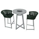 Ver imagem 1 de Conjunto Bistrô Champanheira Cinza Tampo Ripado e 2 Banquetas Reis Corda Náutica Verde Musgo