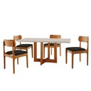 Ver imagem 2 de Conjunto de Mesa de Jantar Vitoria Tampo 120cm Laqueado Canto Moeda com Vidro e 4 Cadeiras Bellini