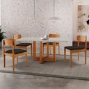 Ver imagem 1 de Conjunto de Mesa de Jantar Vitoria Tampo 120cm Laqueado Canto Moeda com Vidro e 4 Cadeiras Bellini