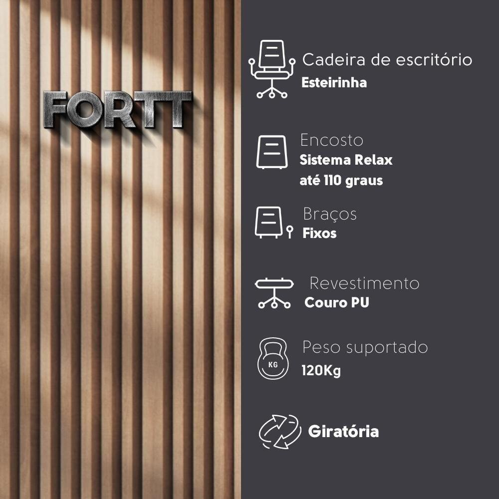 Cadeira de Escritório Esteirinha Base Cromada com Rodinha Fortt Oslo Preta - Cef03-p - 4