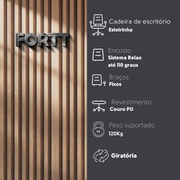 Cadeira de Escritório Esteirinha Base Cromada com Rodinha Fortt Oslo Preta - Cef03-p - 4