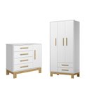 Ver imagem 1 de Kit Guarda Roupa 3 Portas Infantil com Cômoda Sapateira Encantado Q01 Branco Clique Chique