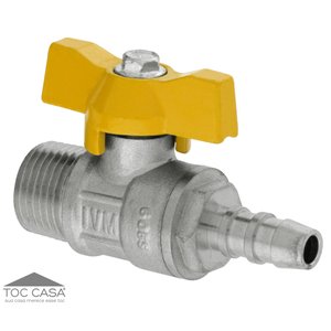VÁLVULA ESFERA PASSAGEM PLENA RETA GÁS MxESPIGÃO BORBOLETA 1/2” X 3/8" - IVM ITALY