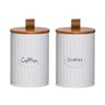 Kit com 2 Latas Decorativas Coffee e Cookies com Tampa em Bambu Lisse - Yoi - 1