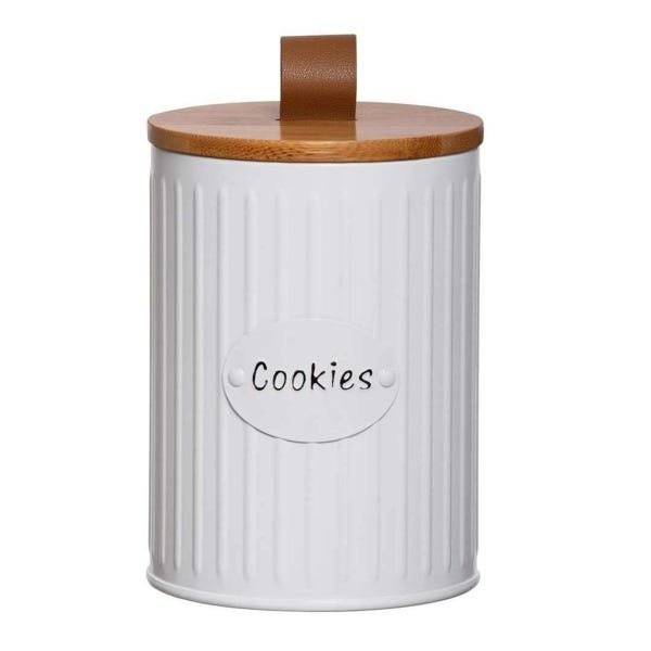 Kit com 2 Latas Decorativas Coffee e Cookies com Tampa em Bambu Lisse - Yoi - 2