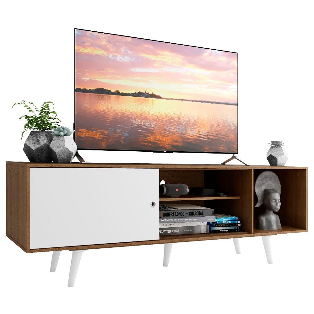 Rack Madesa Dubai para Tv até 65 Polegadas com Pés - Rustic/branco/branco - 3