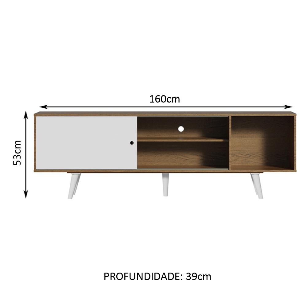 Rack Madesa Dubai para Tv até 65 Polegadas com Pés - Rustic/branco/branco - 4