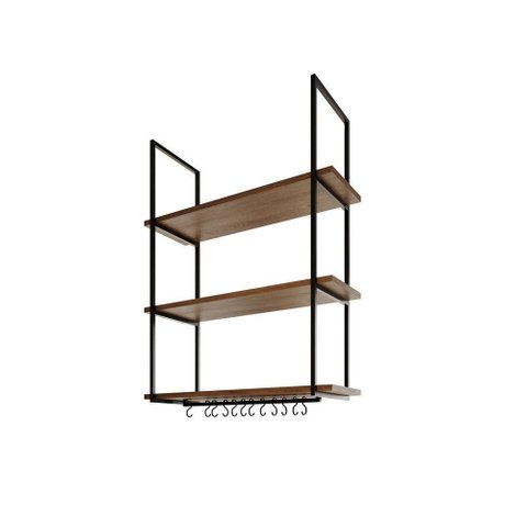 Nicho de Parede Londres 80 Cm Preto e Imbuia Marrom