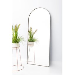 Espelho Grande Oval de Base Reta com Moldura em Metal Industrial 150 X 60 Cm- Chumbo - 4