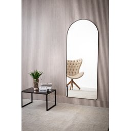 Espelho Grande Oval de Base Reta com Moldura em Metal Industrial 150 X 60 Cm- Chumbo - 2