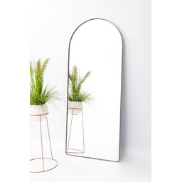 Espelho Grande Oval de Base Reta com Moldura em Metal Industrial 150 X 60 Cm- Chumbo - 1