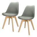 Ver imagem 1 de Kit 2 Cadeiras Charles Eames Leda Luisa Saarinen Design Wood Estofada Base Madeira - Cinza