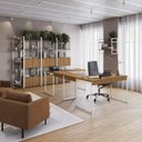 Ver imagem 6 de Conjunto Completo para Escritório 9 Peças com Mesa Escrivaninha Linha Industrial Kappesberg