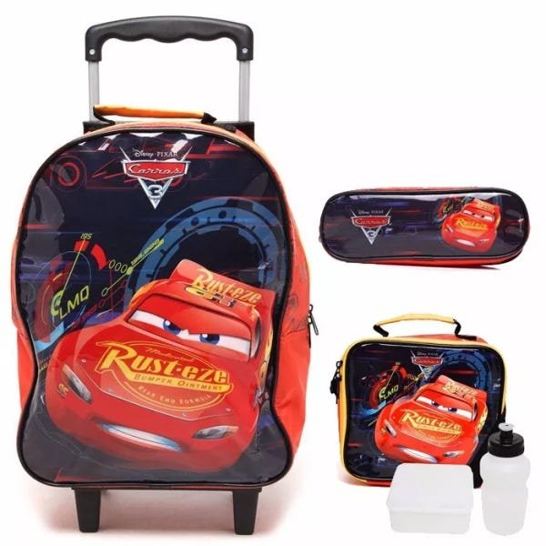 Kit Mochila Carros De Rodinha Original Tamanho Dermiwil - 1