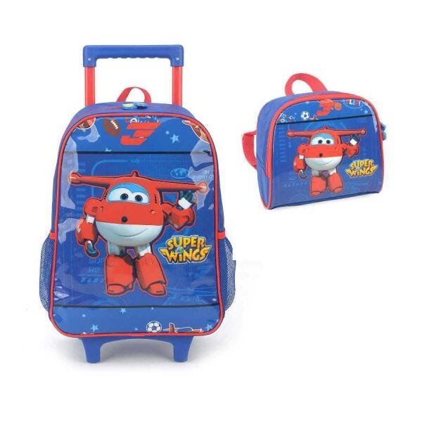Mochila Escolar de Rodinha Super Wings Jet Com Lancheira - 1