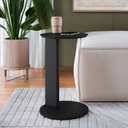 Ver imagem 1 de Mesa Lateral de Apoio Orgânica Chanfrada Artesano 35 Cm (larg) Mdp Nero (preto) Pés Madeira Maciç