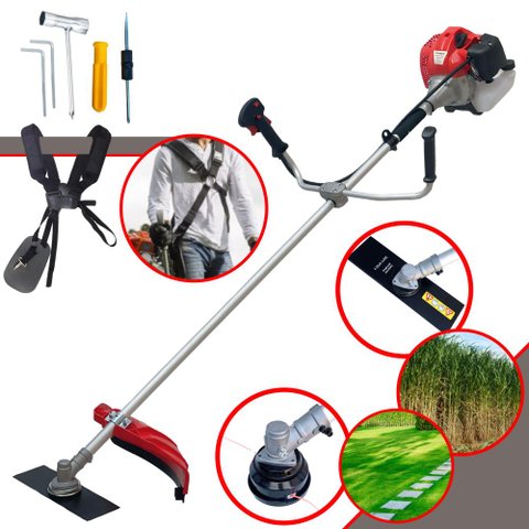 Roçadeira Cortador de Grama Anmax Cg430p Tb Motor 2t 43cc 2hp com Faca 2 Pontas e Carretel