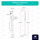 Ver imagem 6 de Torneira Misturador Monocomando de Piso para Banheira Maui - Tab0028-c