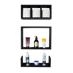 Kit 3 Peças Nicho Prateleira para Banheiro Preto 40 x 12cm - 6