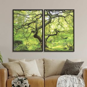 Quadro Natureza Verde Duplo 50x70 - 2 Peças