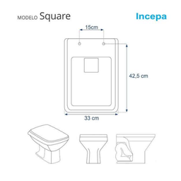 Assento Square Incepa Mdf Branco Poly - 3